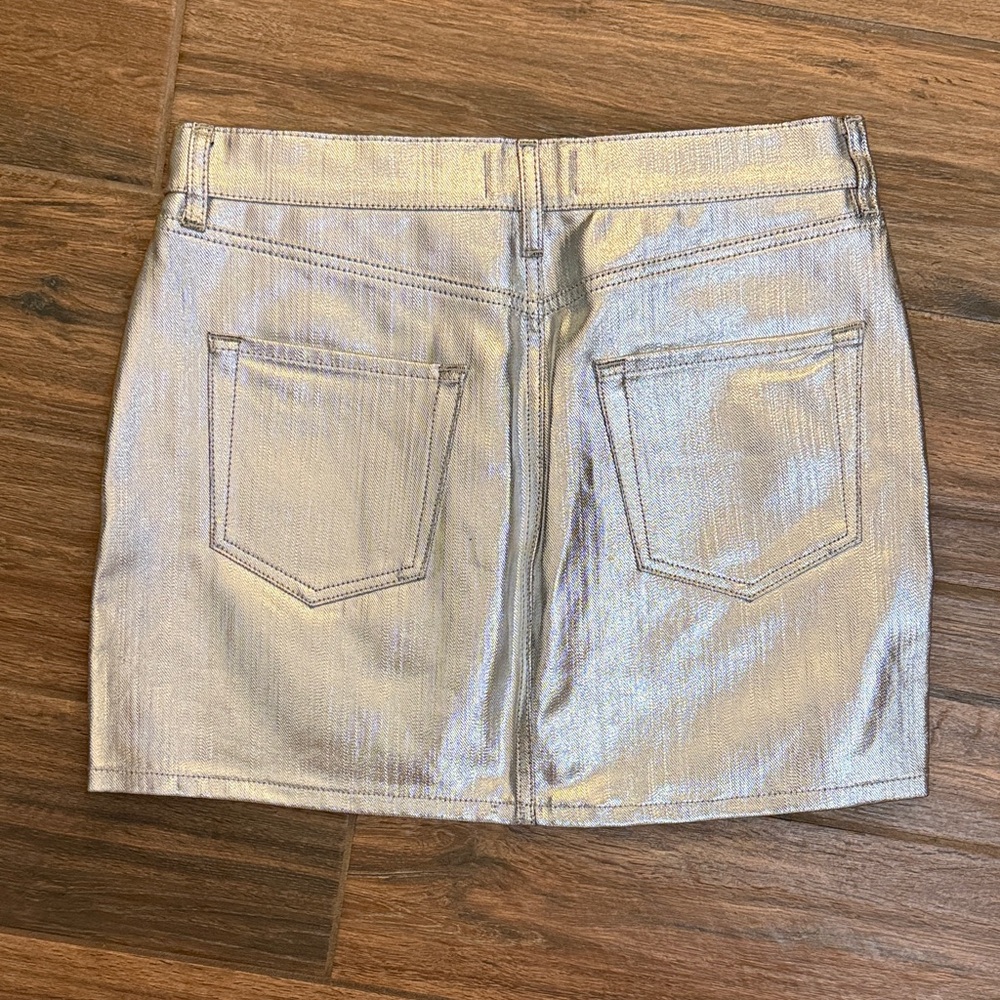 Frame Denim Metallic Silver Mini Skirt - Picture 3 of 3
